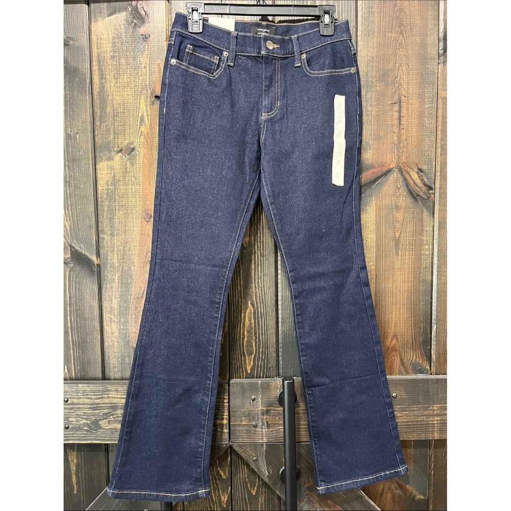 NWT Banana Republic Mid Rise Bootcut Jeans 26 Dark Stretch Denim Preppy Casual